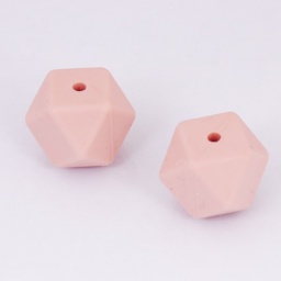 Бусины 17 мм из пищевого силикона, шестиугольник, отв.3 мм, персиковый
