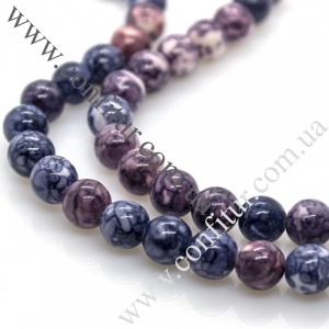 Бусины 8 мм Нефрит белый синтетический камень круглые серые, отв. 1 мм