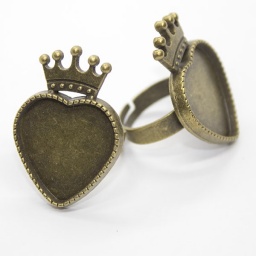 Основа для кольца с платформой, маталлическая, Размер: 17 мм, диаметр основы 20 мм, Цвет: Античная бронза