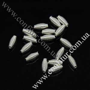 Бусины 9*4 мм Стальные пружинки рис серебро, отв. 1 мм