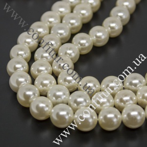 Бусины 10 мм Жемчуг перламутровый натуральный круглые белые, отв. 1 мм