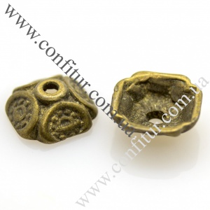 Шапочки для бусин 9*4 мм Сплав бижутерный тибетский стиль античная бронза, отв. 1 мм