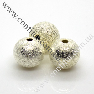 Бусины 12 мм Латунь с эффектом Звездная пыль круглные серебро, отв. 1,8 мм