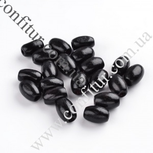 Бусины 12*8 мм Деревянные окрашенные овальные черные, отв. 3 мм