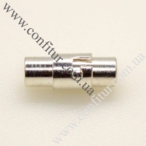 Застежка 15*5 мм Латунь магнитный замок винтовой колонка серебро, отв. 4 мм