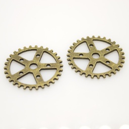 Подвеска 25*1 мм, SteamPunk, шестреня, античная бронза, сплав, отв. 3 мм