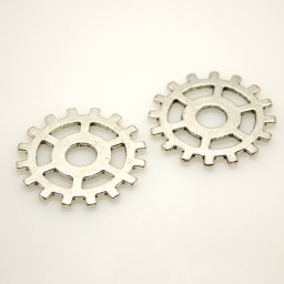Подвеска 25*1 мм, SteamPunk, шестреня, платина, сплав, отв. 6 мм