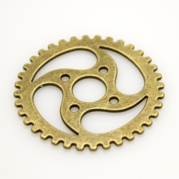 Подвеска 39*1 мм, SteamPunk, шестерня, античная бронза, сплав, отв. 9 мм