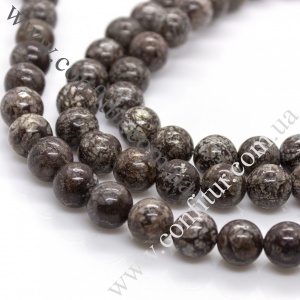 Бусины 8 мм Обсидиан натуральный камень круглые серые отв. 1 мм
