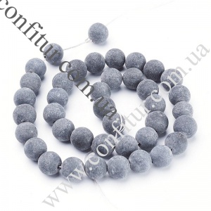 Бусины 10 мм Шунгит натуральный камень матовые круглые черные, отв. 1 мм