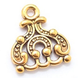 Коннектор 14,5*13*2,5 мм иибетский стиль, 4 отверстия, античное золото, Отв. 2мм