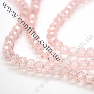 Бусины 4*3 мм Стеклянные прозрачные граненые рондель светло-оранжевые, отв. 1 мм