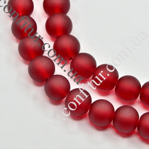 Бусины 6 мм стеклянные круглые прозрачные матовые бордовые, отв.1,3; 1,6 мм