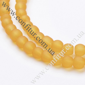 Бусины 4 мм стеклянные круглые прозрачные матовые темно-золотистые, отв.1,3; 1,6 мм