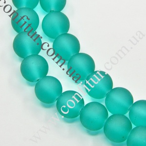 Бусины 10 мм Стекло прозрачные матовые круглые ярко-зеленые, отв. 1,3~1,6 мм