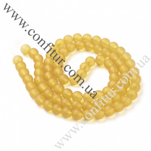 Бусины 10 мм Стекло прозрачные матовые круглые темно-золотистые, отв. 1,3~1,6 мм