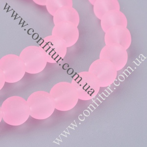 Бусины 8 мм Стекло прозрачные матовые круглые розовые, отв. 1.3~1.6 мм