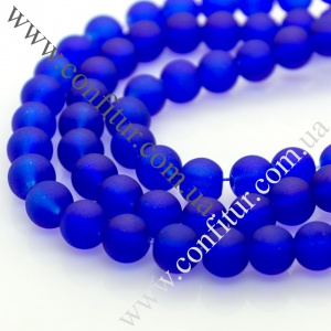 Бусины 8 мм Стекло прозрачные матовые круглые синие, отв. 1.3~1.6 мм