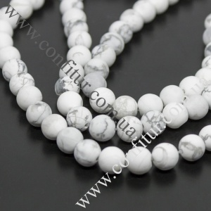 Бусины 8 мм Говлит натуральный камень матовые круглые белые, отв.1 мм