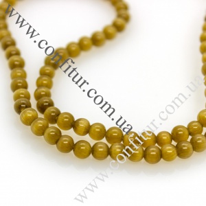 Бусины 4 мм Кошачий глаз стеклянные круглые темно-оливковые отв. 0,8 мм