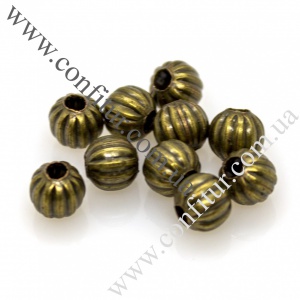 Бусины 6 мм тыковки круглые металлические античная бронза, отв. 2 мм