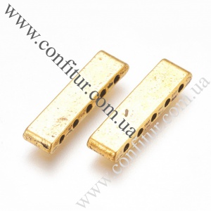 Конектор 5*17*2 мм Сплав бижутерный тибетский стиль прямоугольник античное золото, 5 отв. 1 мм