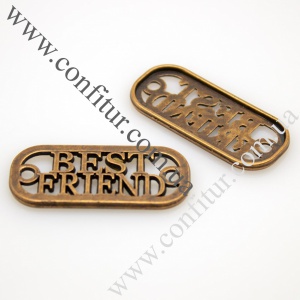 Коннектор 16*35*2 мм Сплав бижутерный Best Friend тибетский стиль прямоугольник красная медь, отв. 2,5 мм