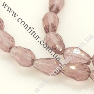 Бусины 15*10 мм стеклянные капля граненые прозрачные сирень отв. 2 мм
