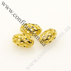 Бусины 8*5 мм Латунные филигранные овальные золото, отв.1,5 мм