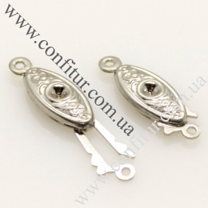 Замок коробочка 20*7,5*3 мм ажурный защелка на одну нить платина отв. 1,5 мм