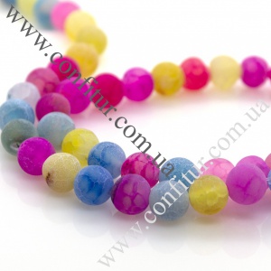 Бусины 8 мм Агат натуральный камень круглые матовые разноцветные, отв.1 мм