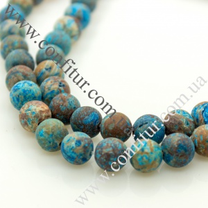 Бусины 8 мм Хризоколла натуральный камень матовые круглые синие, отв. 1 мм