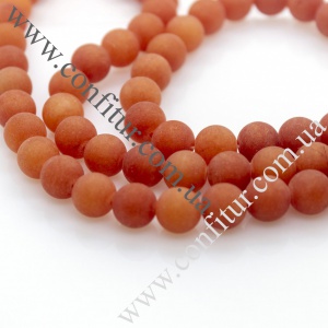 Бусины 8 мм Авантюрин красный натуральный камень круглые матовые оранжевые, отв. 1 мм