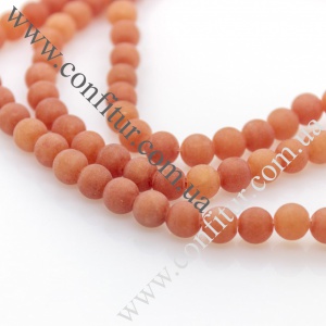 Бусины 6 мм Авантюрин красный натуральный камень круглые матовые красно-оранжевые, отв. 1 мм