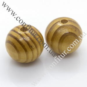 Бусины 30 мм Дерево натуральное покрытое лаком круглые коричневые, отв. 6 мм