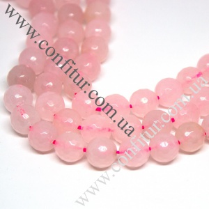 Бусины 8 мм Кварц розовый натуральный камень граненые круглые розовые, отв. 1 мм