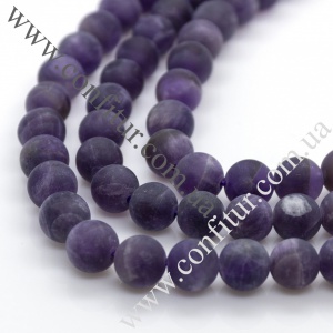 Бусины 8 мм Аметист натуральный камень матовые круглые фиолетовые, отв. 1 мм