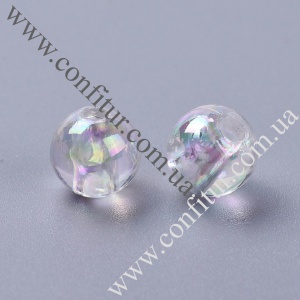 Бусины 6 мм Акрил с АВ покрытием круглые прозрачные отв. 1,5 мм