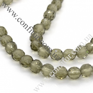 Бусины 8*5 мм стеклянные плоско-круглые граненые прозрачные матовые серые, отв. 1 мм