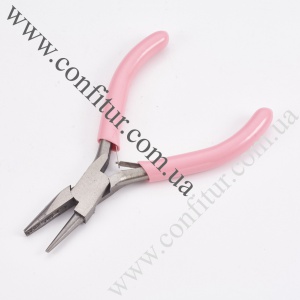 Круглогубцы 115*76*9 мм ювелирные с плоской и круглой губками углеродистая сталь розовые