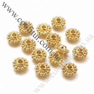 Разделитель для бусин 9*5 мм бижутерный сплав тибетский стиль цветок золото, отв. 2 мм