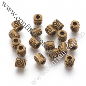 Разделители для бусин 6*6 мм бижутерный сплав тибетский стиль колонка античная бронза, отв. 2,5 мм
