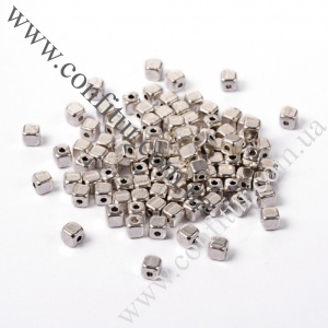 Разделители для бусин 4*4*4 мм бижутерный сплав тибетский стиль куб античное серебро, отв. 1,5 мм