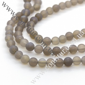 Бусины 6~6,5 мм Агат натуральный камень матовые круглые серые, отв. 1 мм