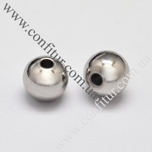 Бусины 6 мм Латунь разделидели круглые платина, отв. 1,5 мм