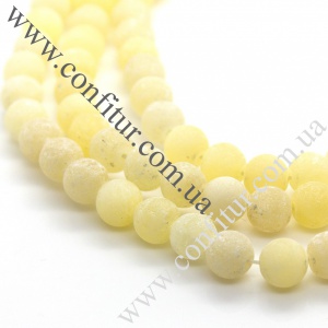 Бусины 8 мм Нефрит желтый матовый натуральный камень круглые светло-желтые, отв. 1 мм