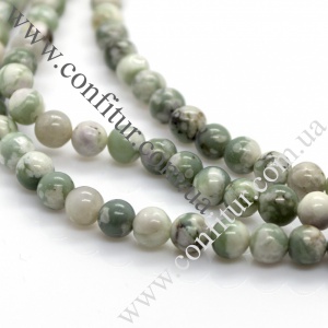 Бусины 6~6,5 мм Нефрит натуральный камень круглые зеленые, отв. 1 мм