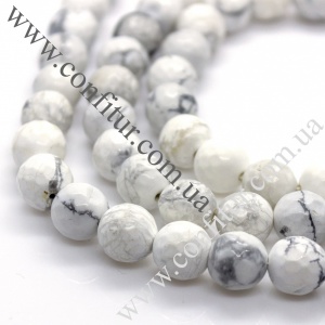 Бусины 10~10,5 мм Говлит натуральный камень граненые круглые серые, отв. 1 мм