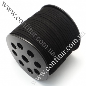 1342 Шнур 3*1,4 мм Замша искуственная плоский черный