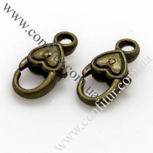 Застежка 17*8 мм карабин-лобстер тибетский античная бронза, отв. 2 мм